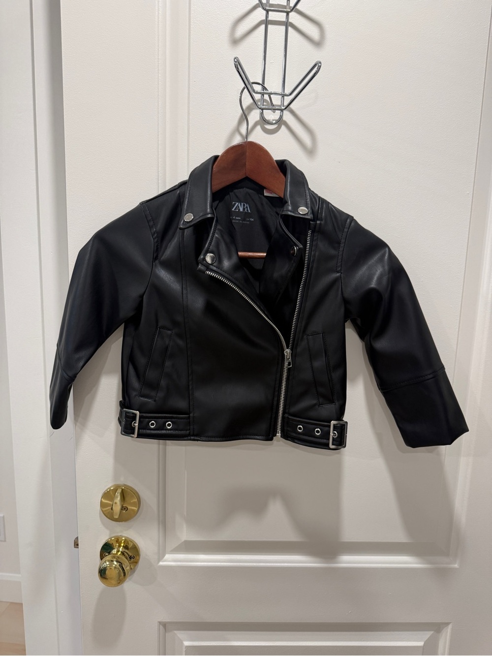 Zara Kids Black Faux Leather Moto Jacket